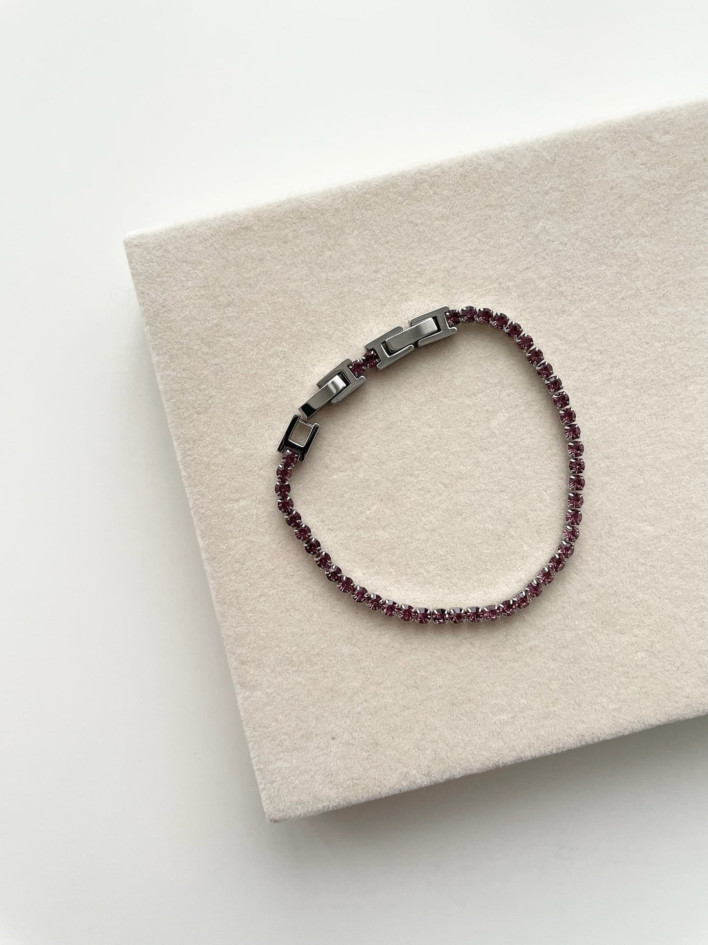 gb609 pink silver tennis braclet