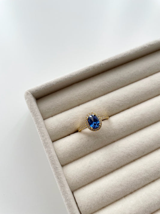 Blue oval stone ring