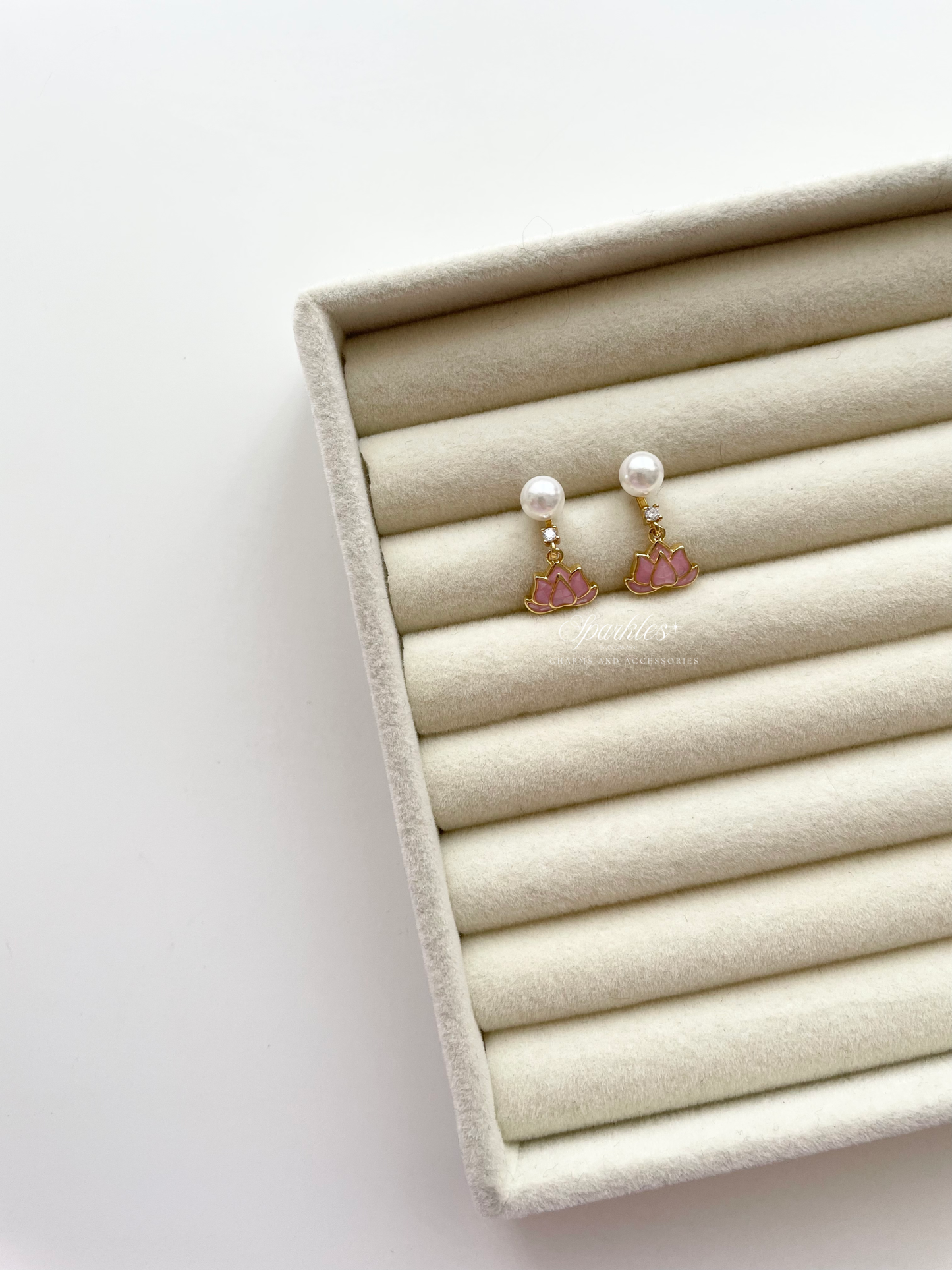 ce85 Pink Lotus Dangling Earrings