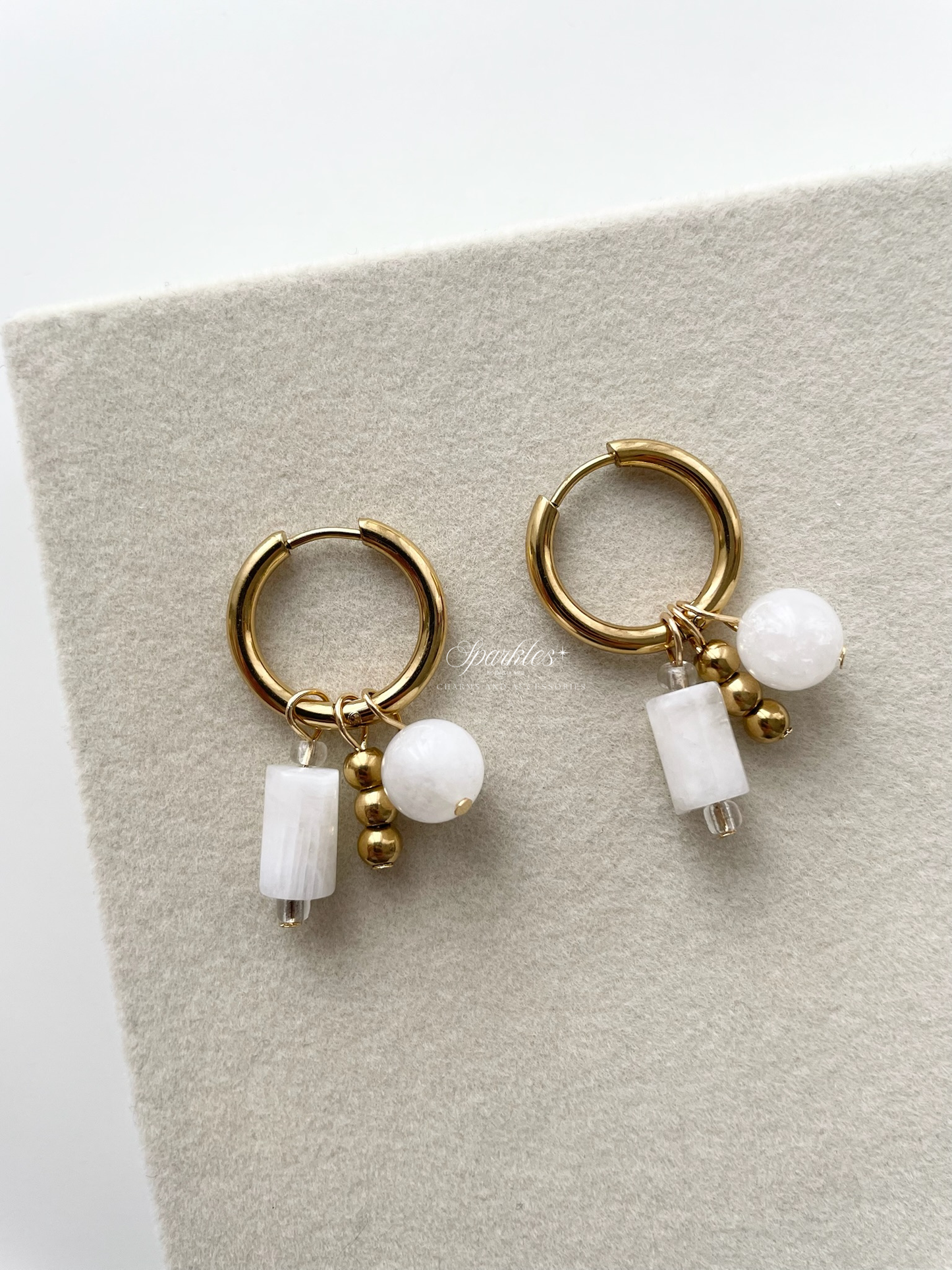 Ch5 Moonstone Charm Hoop Earrings