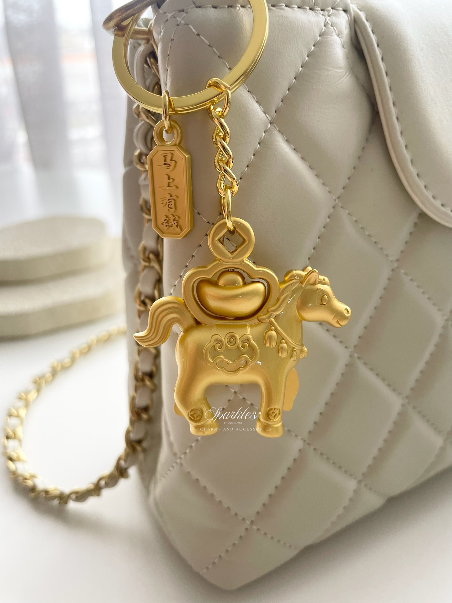 charm12 Gold Horse Wallet Charm with Ingot
