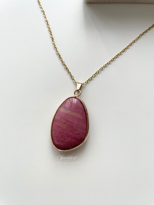 crystal7 Rhodocrosite Stone Gold Necklace