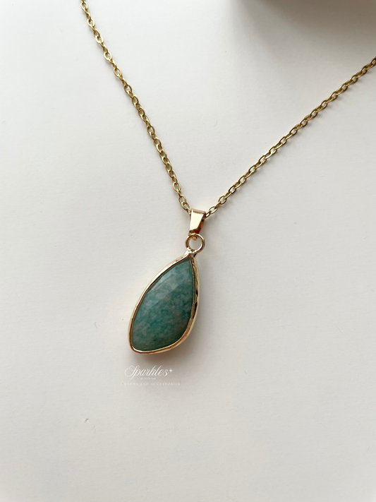 crystal9 Amazonite Stone Gold Necklace