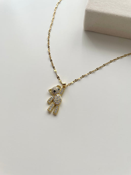 gn798 Gold bear necklace