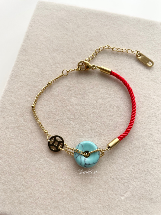 gb621 Turquoise Red String Bracelet