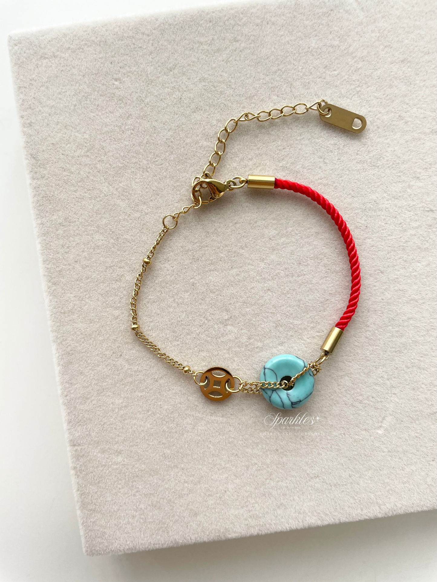 gb621 Turquoise Red String Bracelet