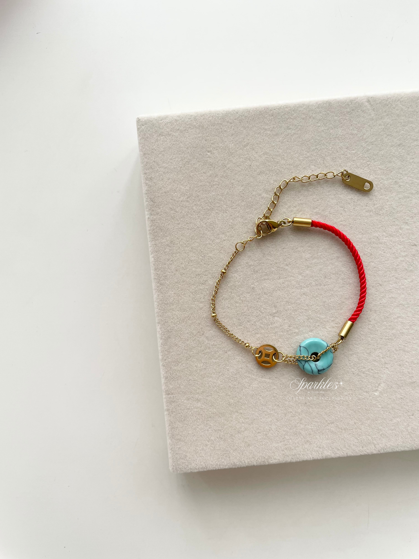 gb621 Turquoise Red String Bracelet