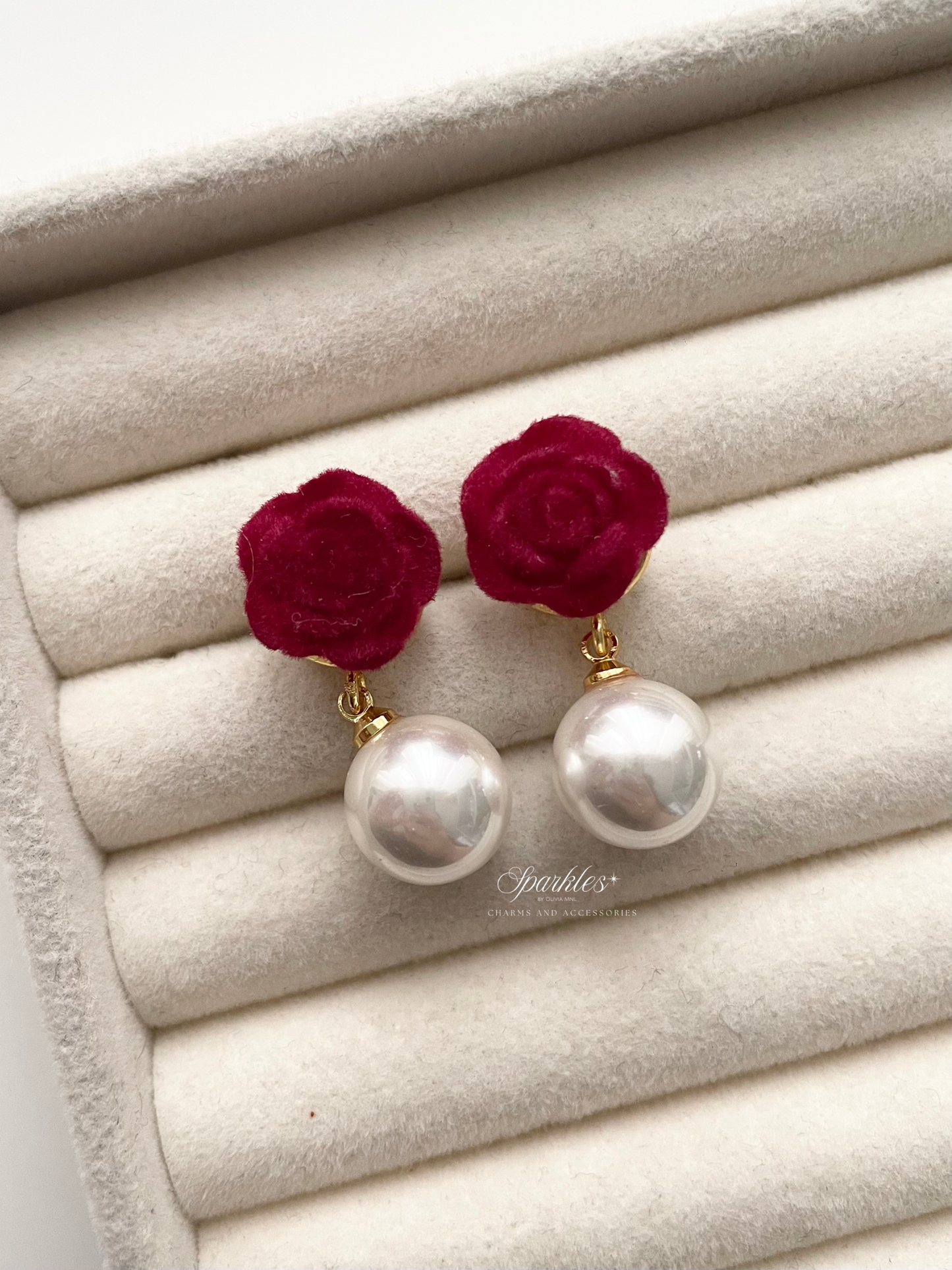 ge1520 Rose w/ Pearl Earrings