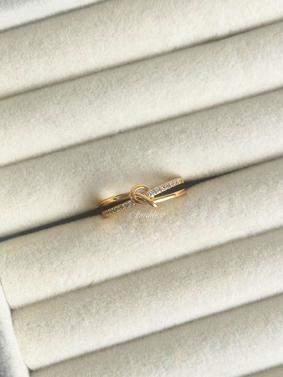 Infinity Dainty Knot Adjustable Gold Ring gr880
