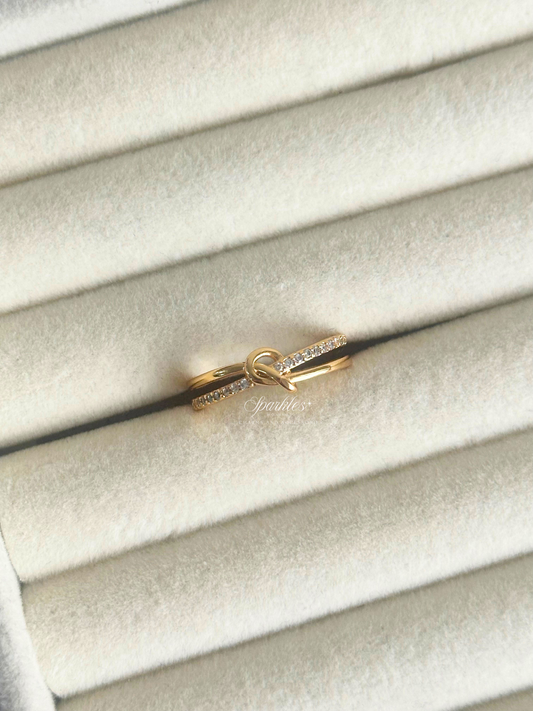 Infinity Dainty Knot Adjustable Gold Ring gr880