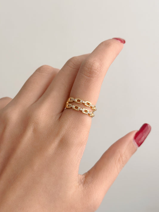 Two Layered Chain Gold Ring