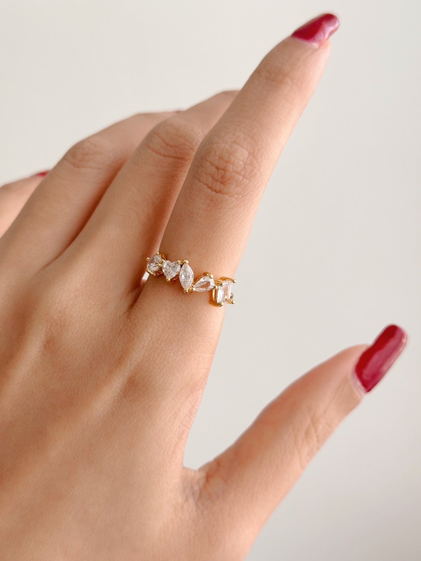 White Stone half eternity ring in Gold