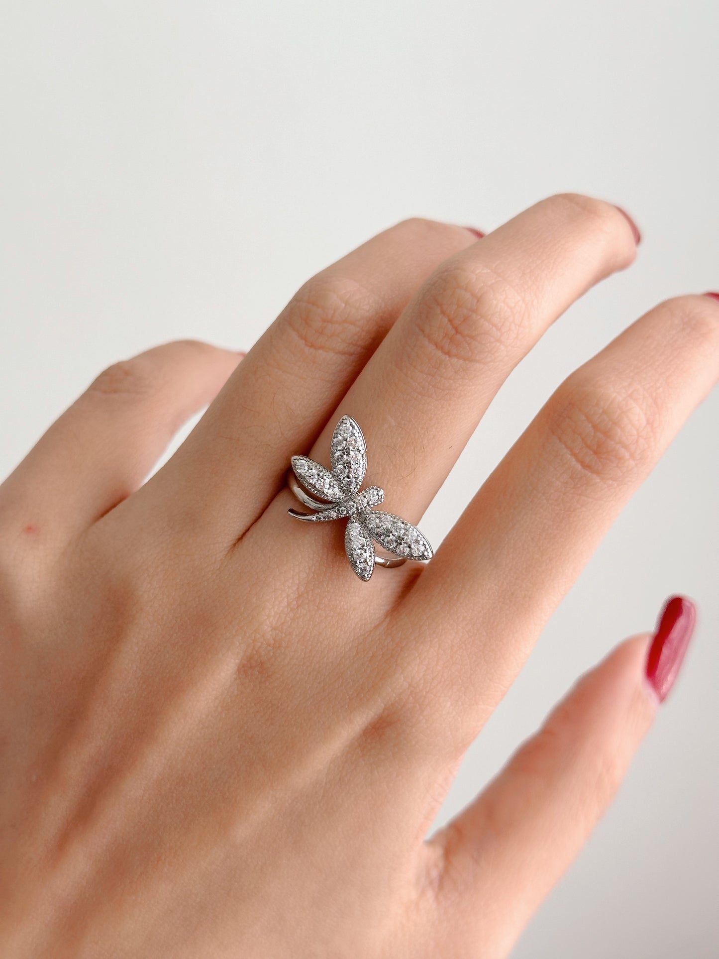 Silver Dragonfly Ring