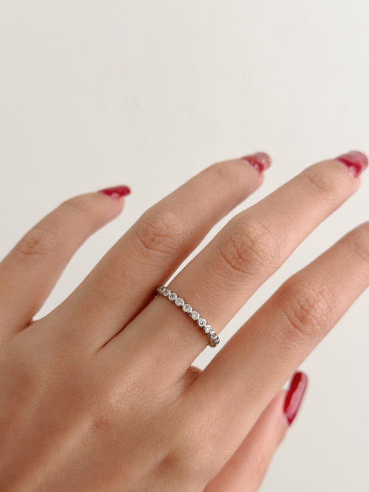 Stone eternity ring in silver with sizes