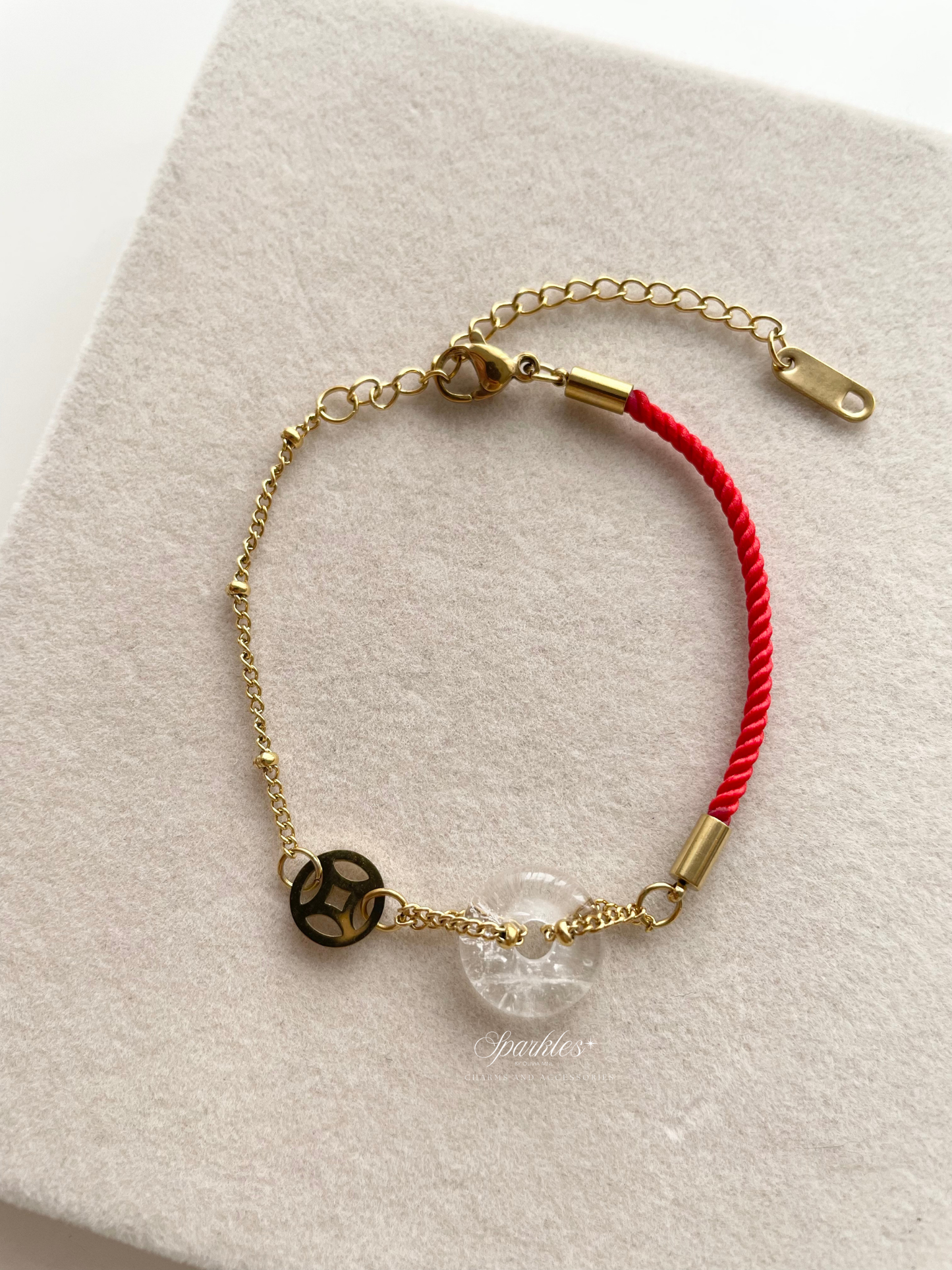Lucky2 Clear Quartz Red String Bracelet