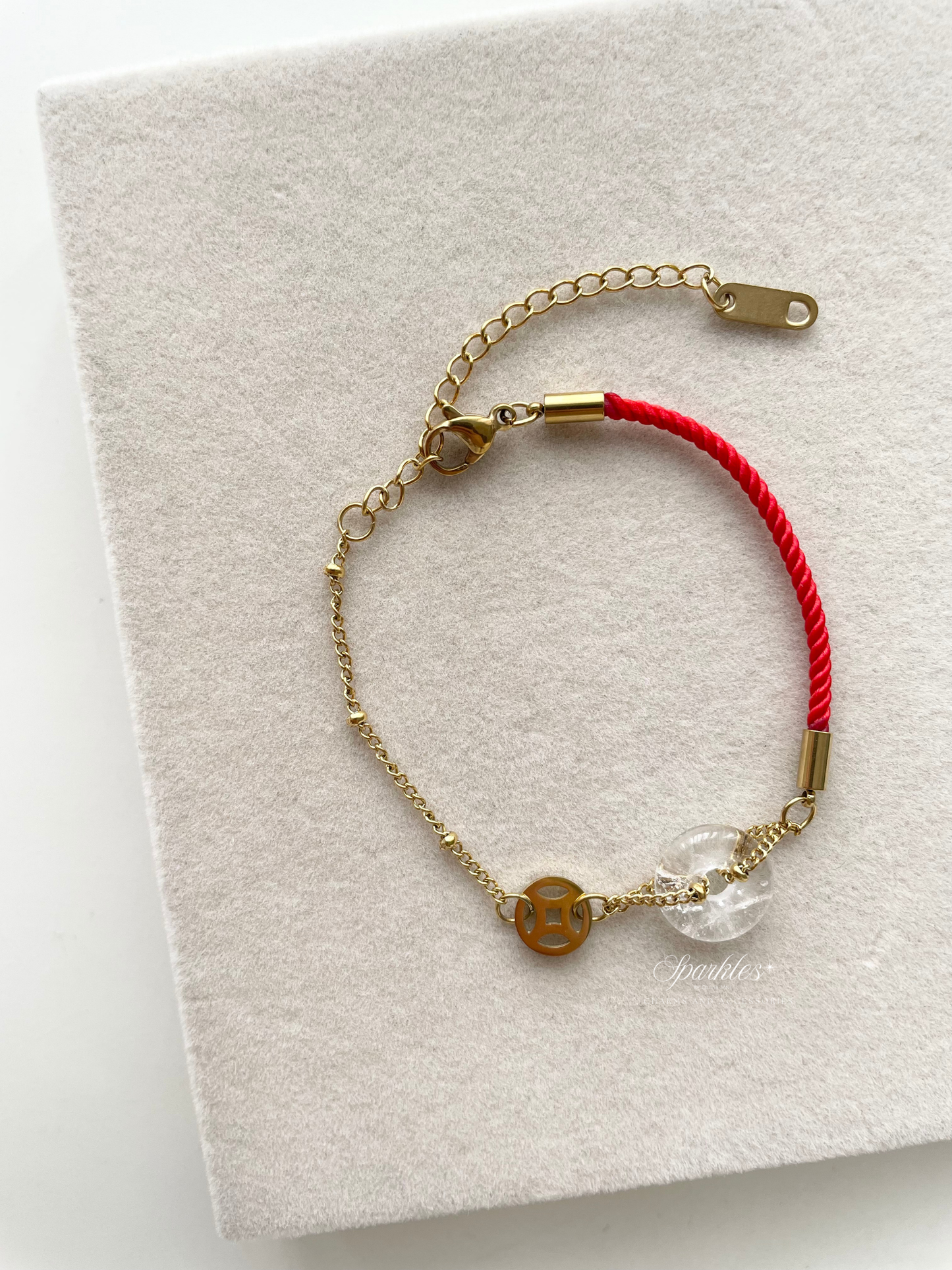 Lucky2 Clear Quartz Red String Bracelet