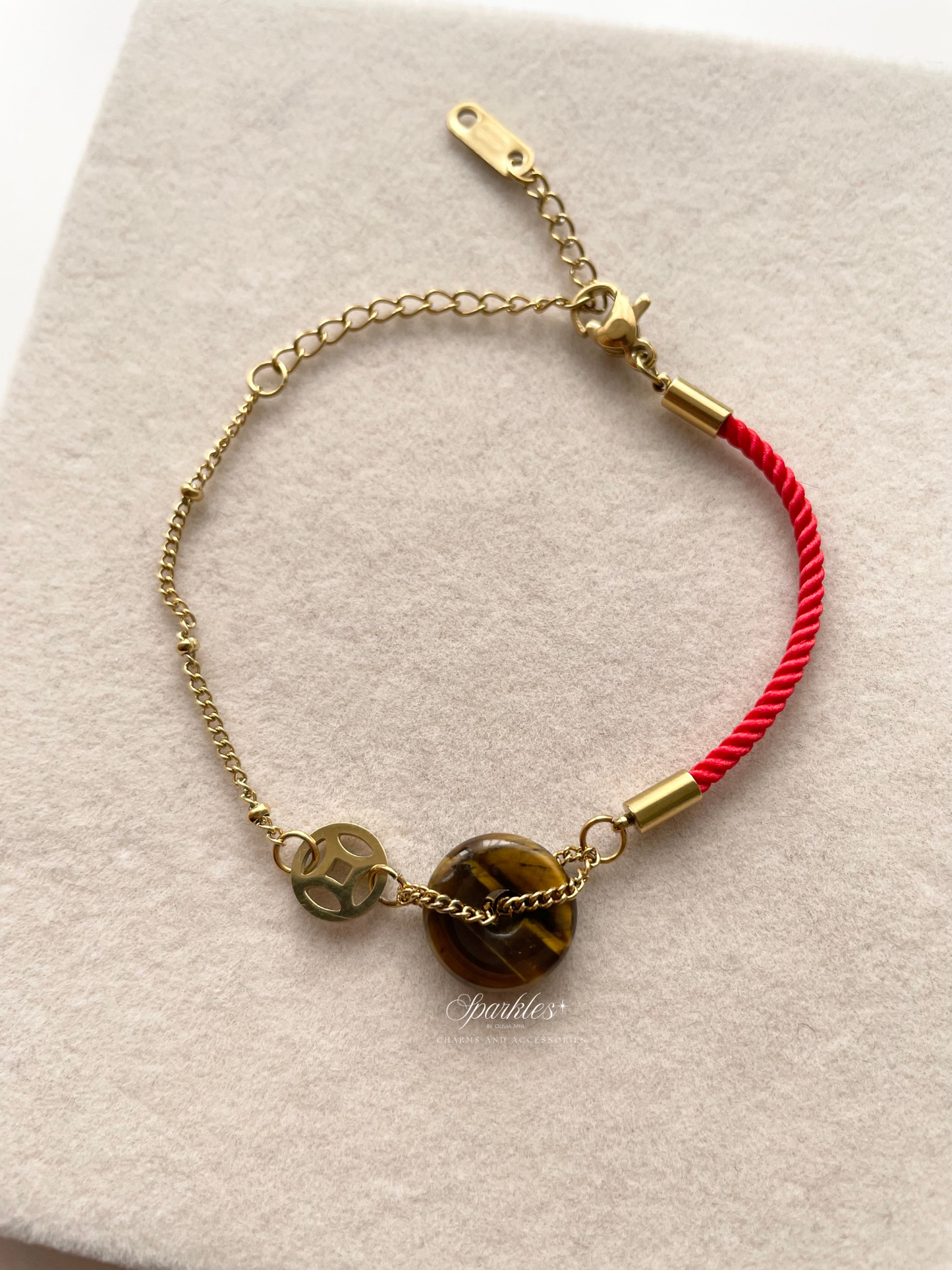 Lucky3 Tiger's Eye Red String Bracelet