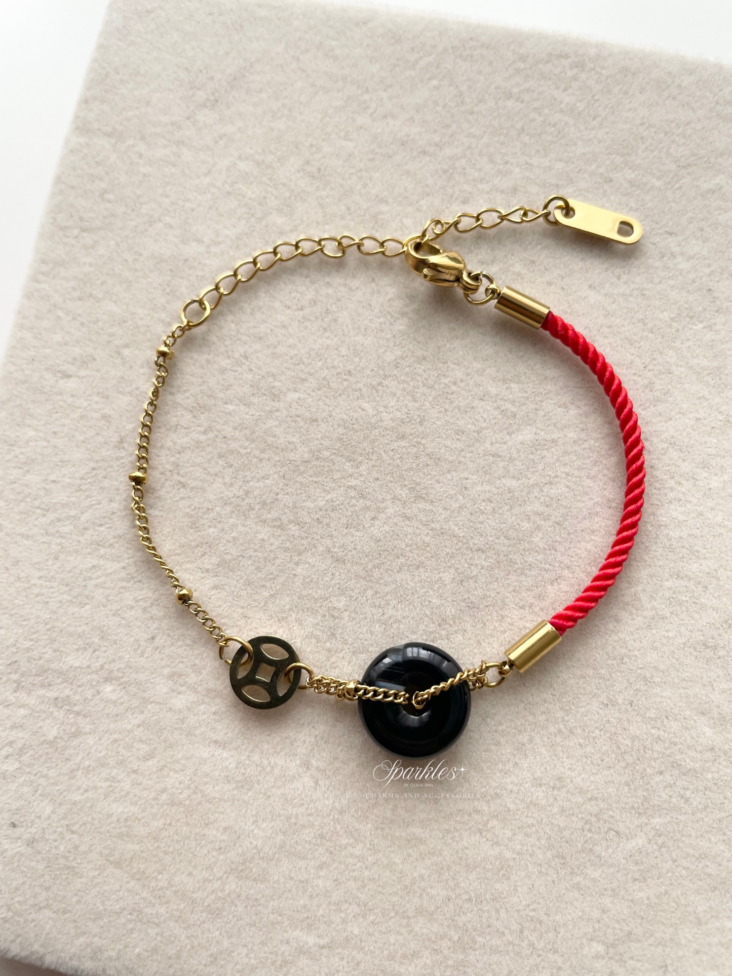 Lucky4 Black Jade Red String Bracelet