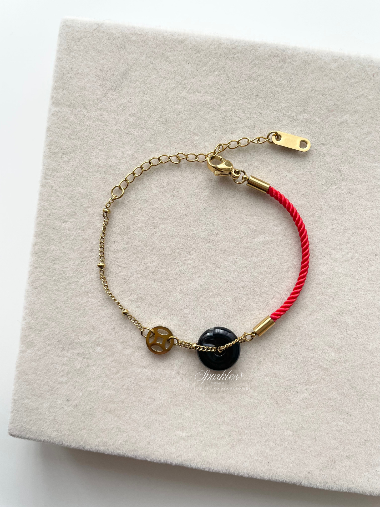 Lucky4 Black Jade Red String Bracelet