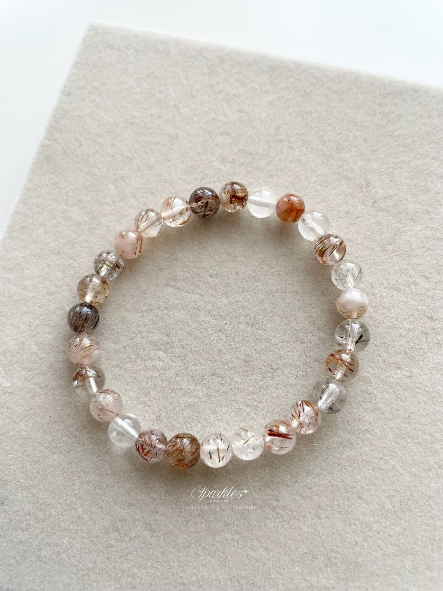 Rare3 Red Rutilated Quartz Stone Bracelet with Sizes