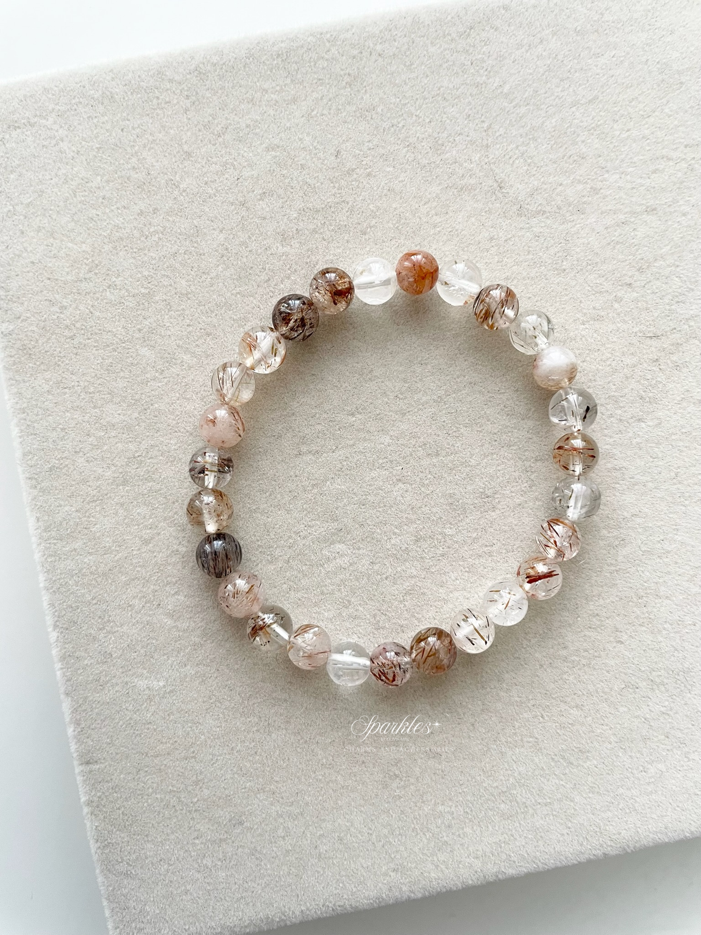 Rare3 Red Rutilated Quartz Stone Bracelet with Sizes