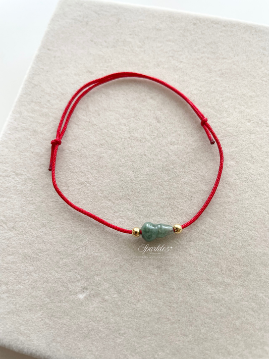 RedJade Hulu Burmese Jade Red String Bracelet with Sizes