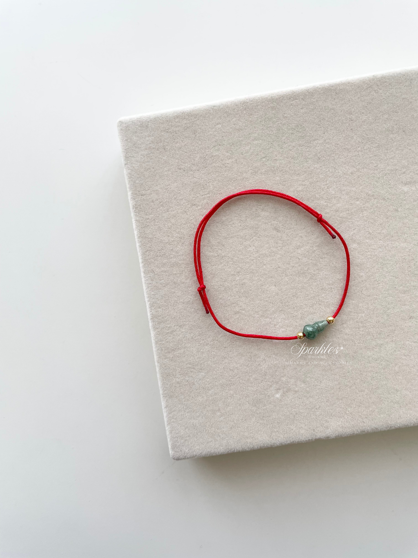 RedJade Hulu Burmese Jade Red String Bracelet with Sizes