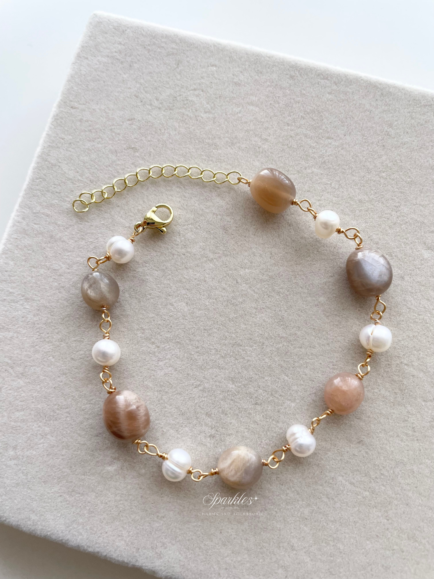 S38 Sunstone Pearl Bracelet