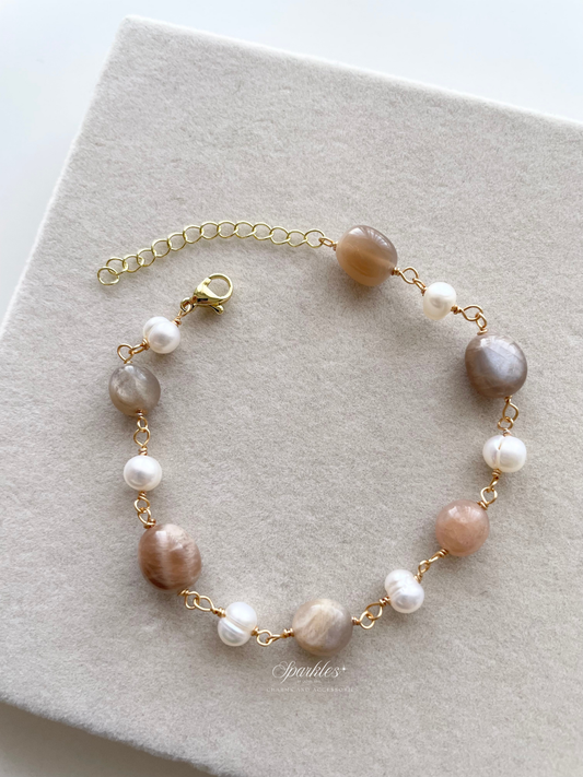 S38 Sunstone Pearl Bracelet