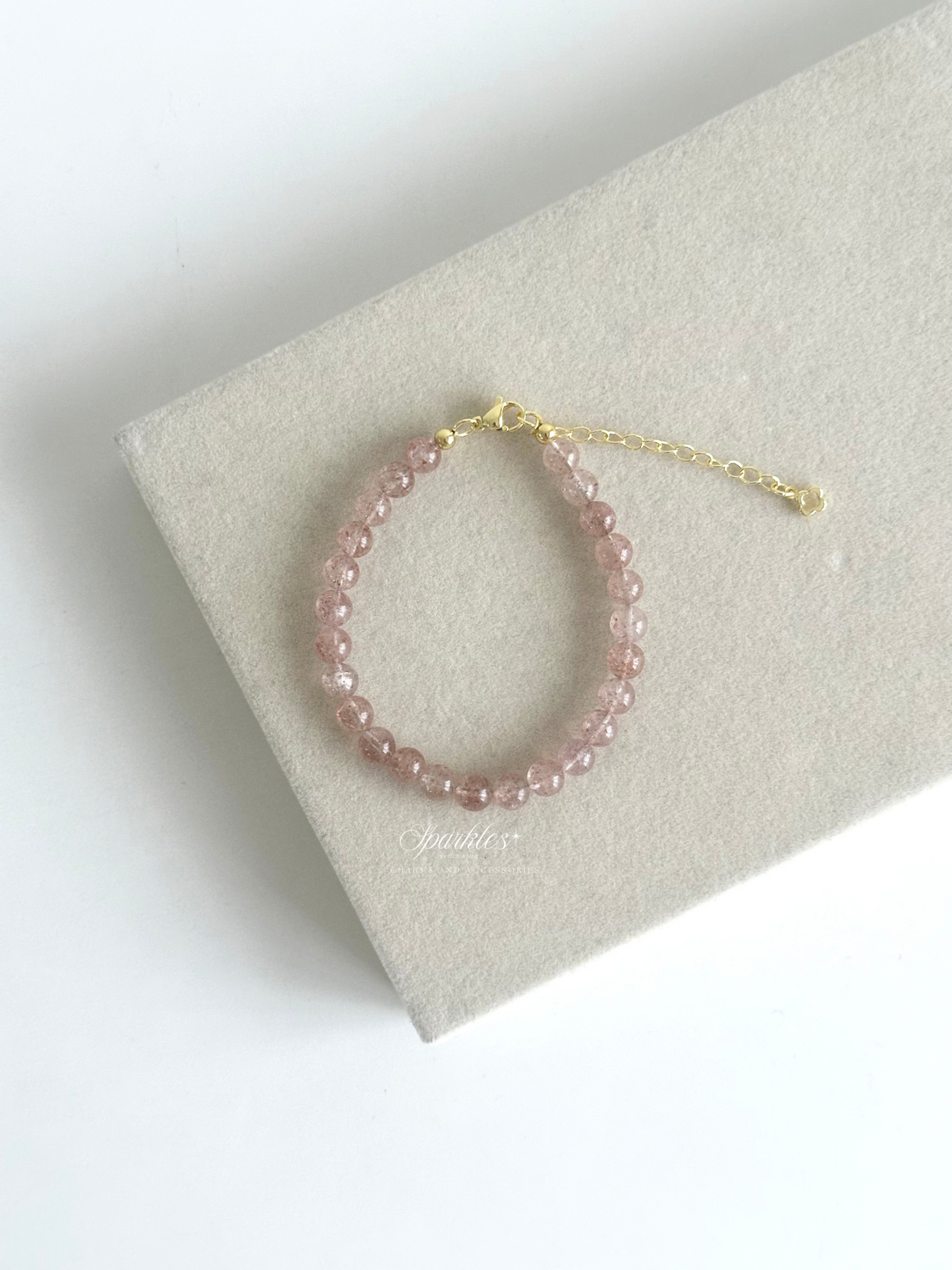 Sel38 Strawberry Quartz Beads Bracelet w/ extender