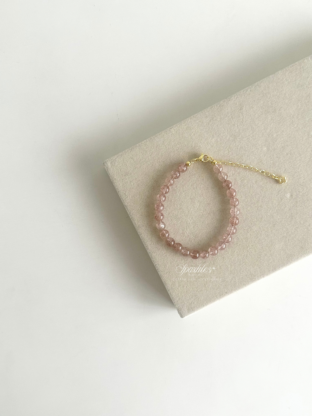 Sel38 Strawberry Quartz Beads Bracelet w/ extender
