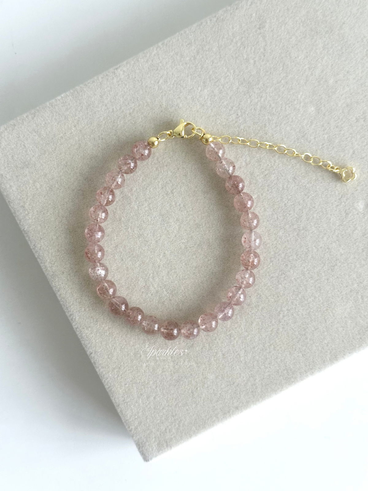 Sel38 Strawberry Quartz Beads Bracelet w/ extender