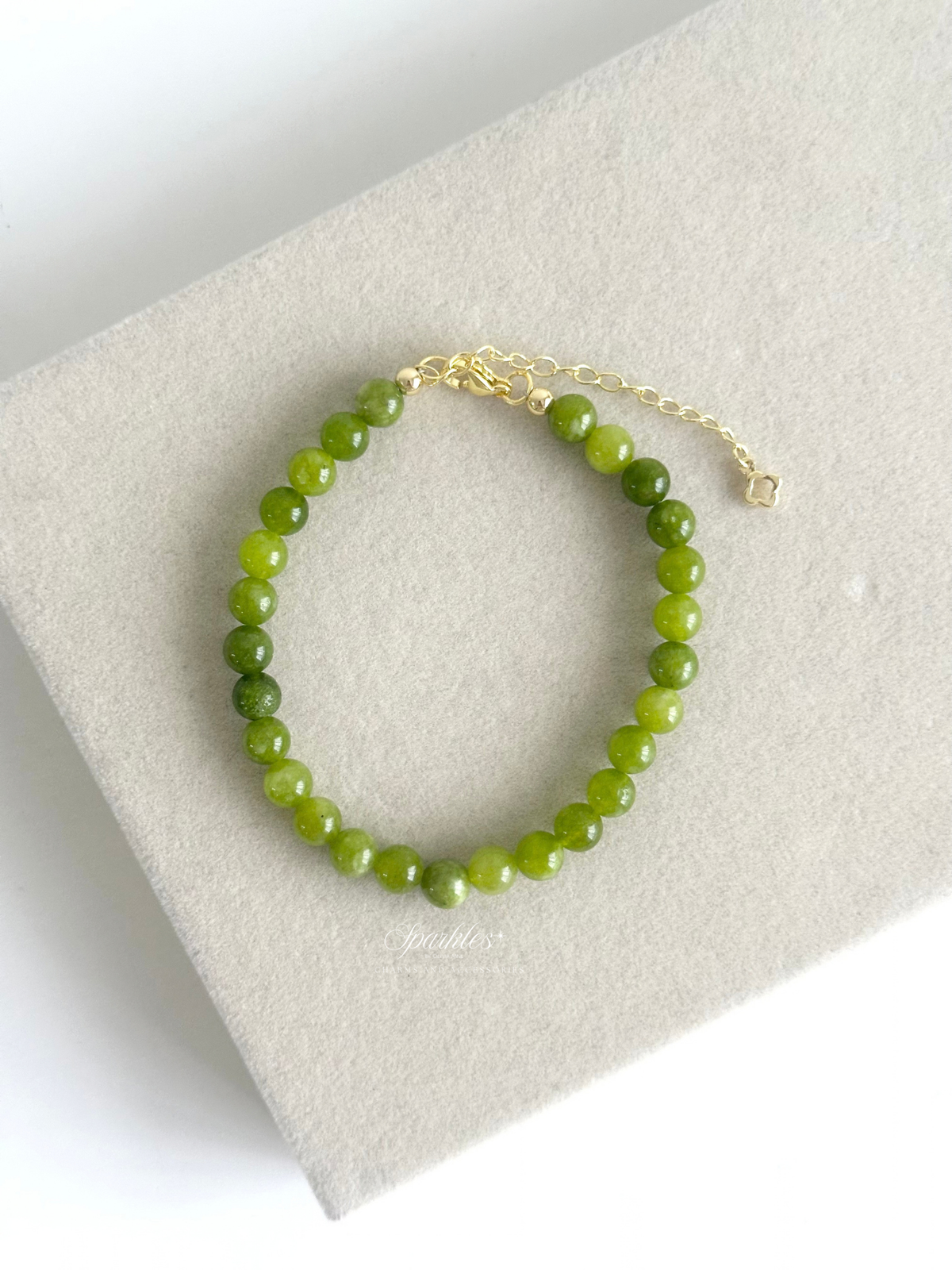Sel41 Nephrite Jade Beads Bracelet w/ extender