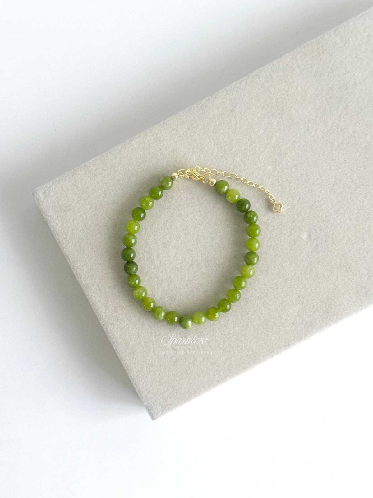 Sel41 Nephrite Jade Beads Bracelet w/ extender