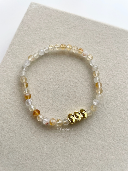 Sparkles13 Citrine Faceted Bracelet with Gold Ingot