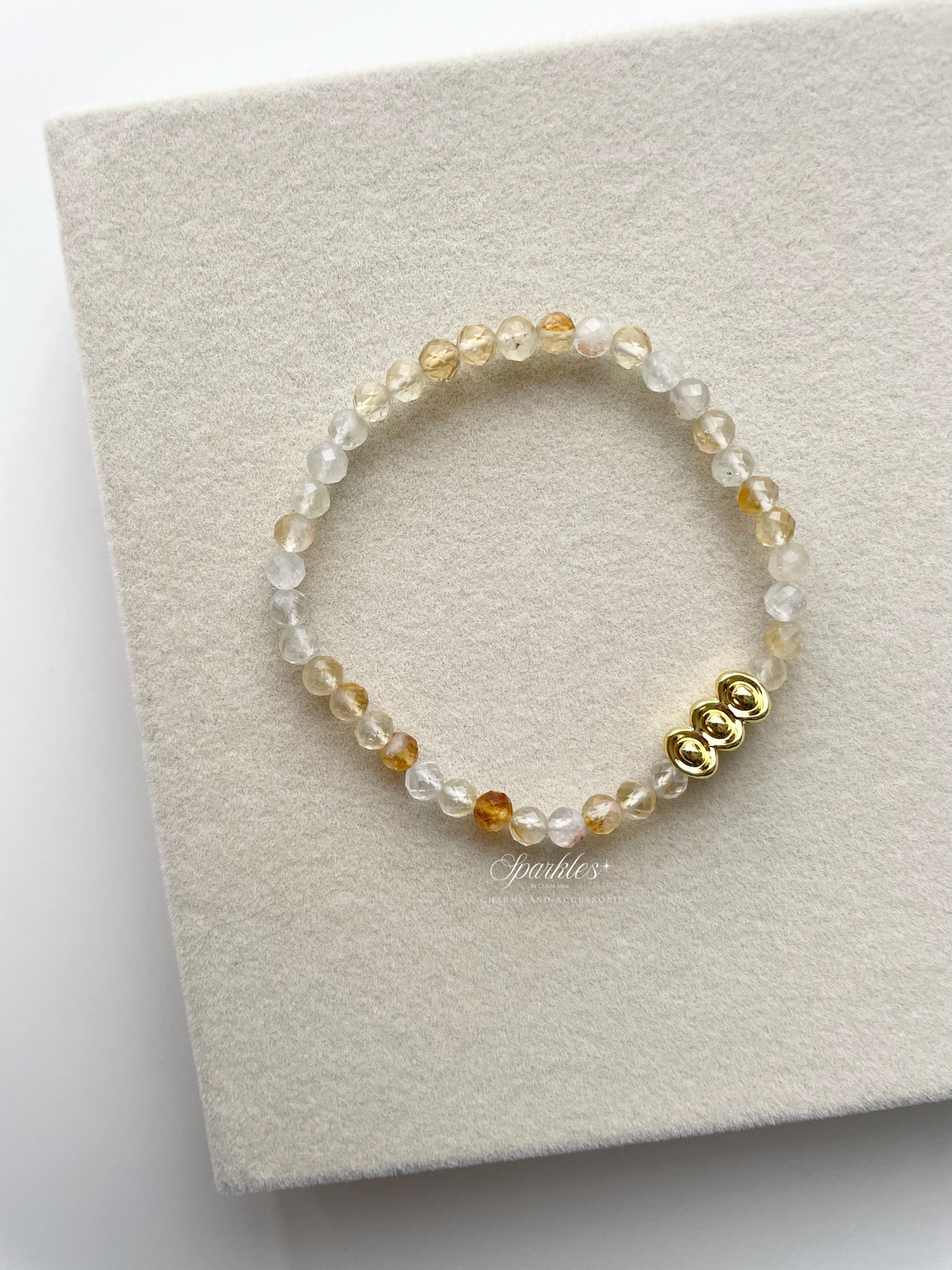 Sparkles13 Citrine Faceted Bracelet with Gold Ingot