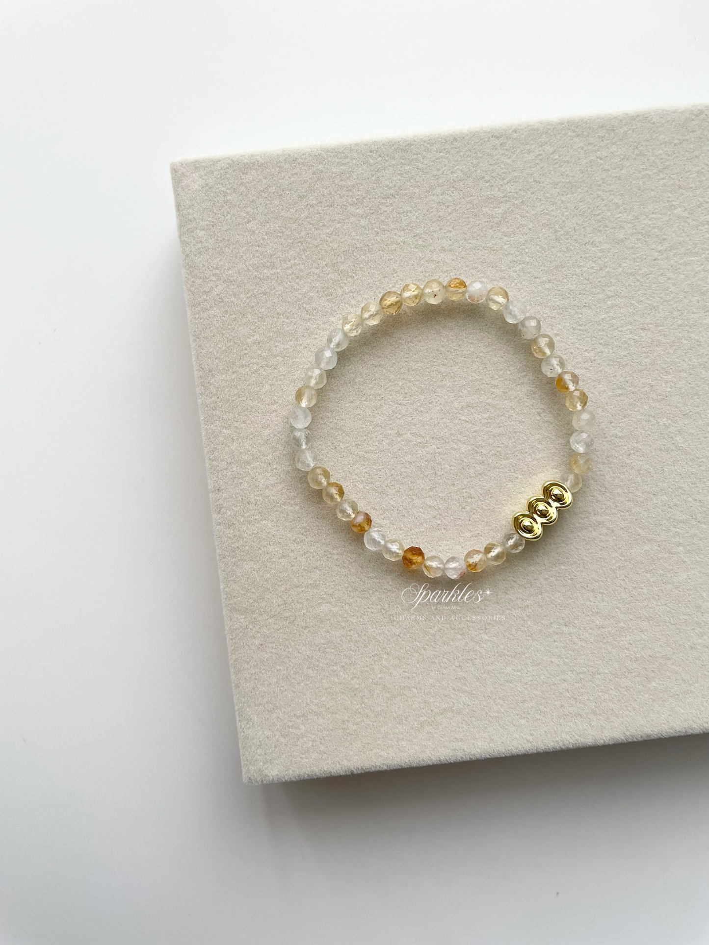 Sparkles13 Citrine Faceted Bracelet with Gold Ingot