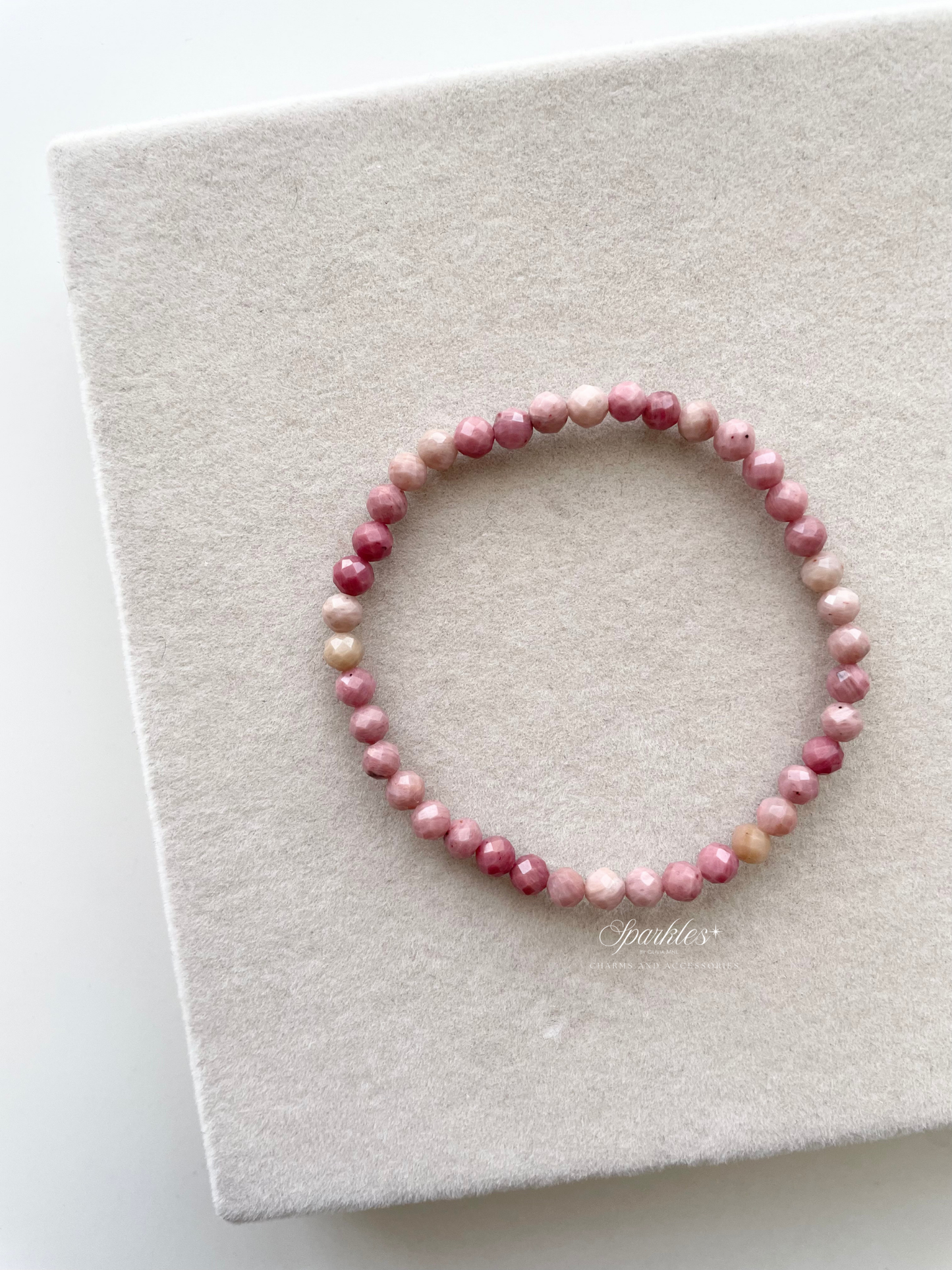 Sparkles1 Pink Opal Faceted Beads Bracelet with Sizes