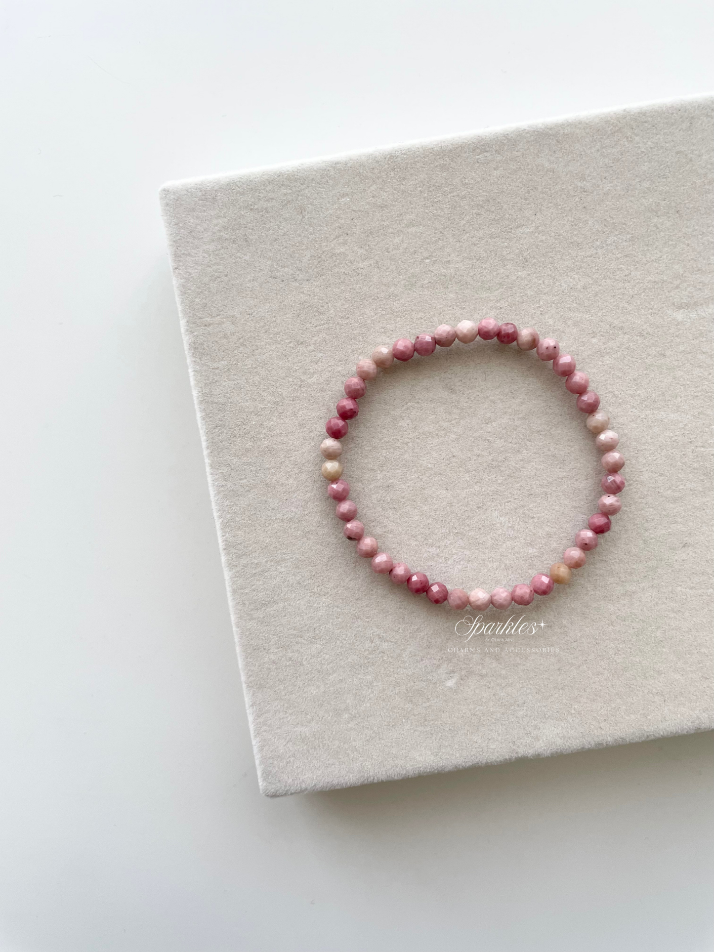 Sparkles1 Pink Opal Faceted Beads Bracelet with Sizes