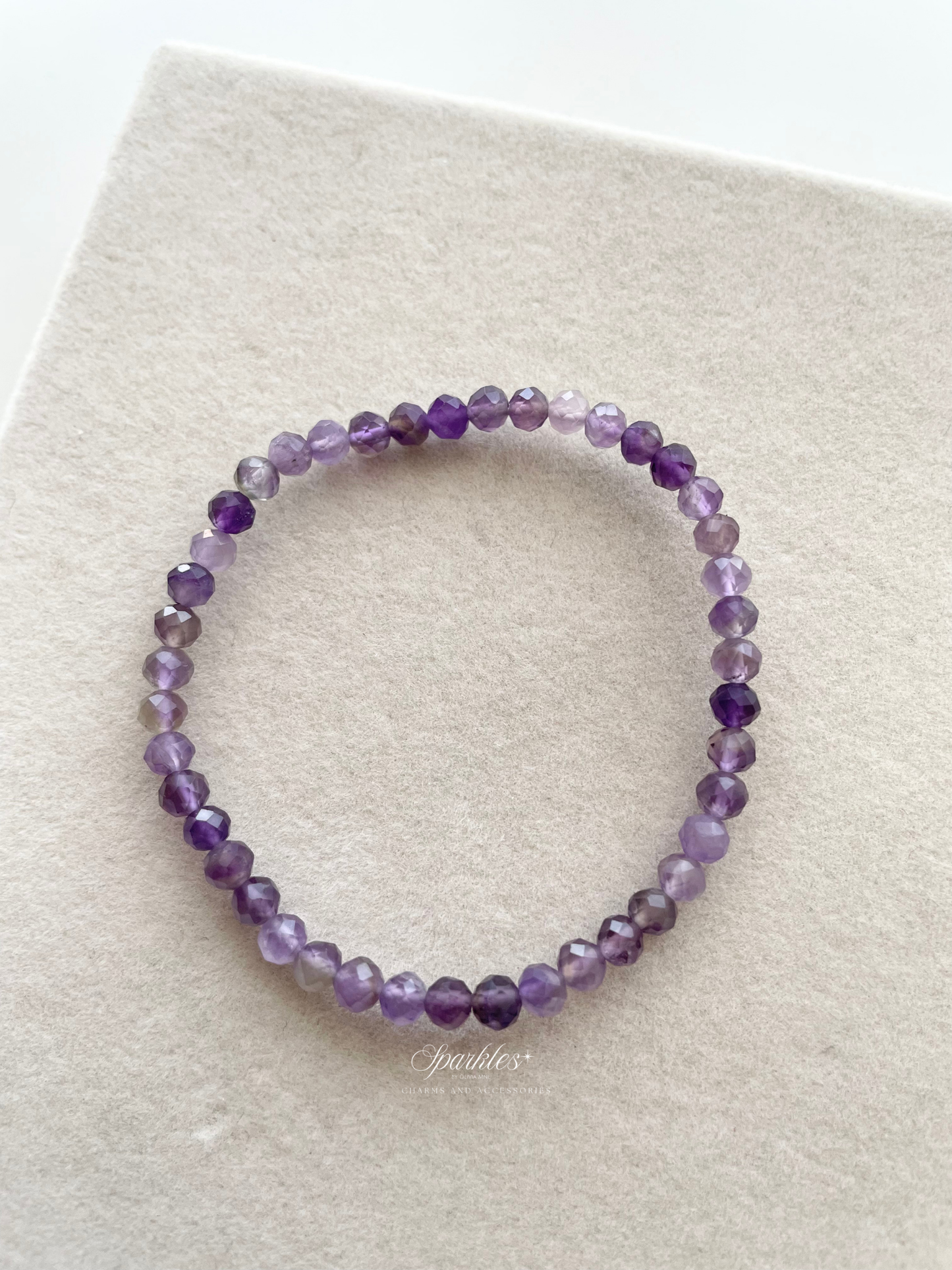 Sparkles2 Amethyst Faceted Beads Bracelet with Sizes