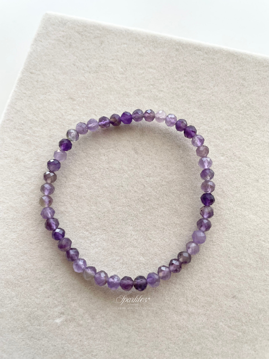 Sparkles2 Amethyst Faceted Beads Bracelet with Sizes