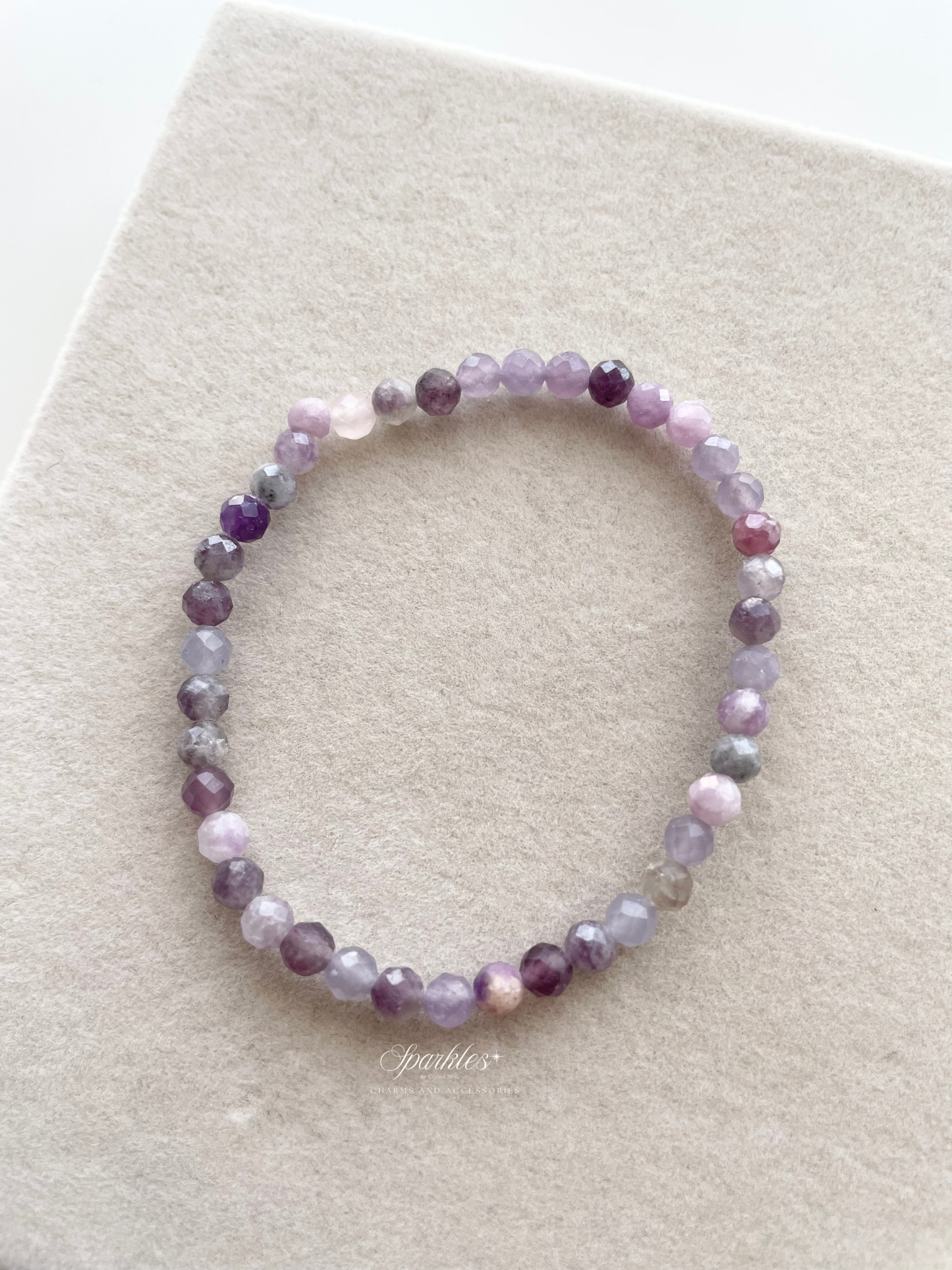 Sparkles3 Lepidolite Faceted Beads Bracelet with Sizes