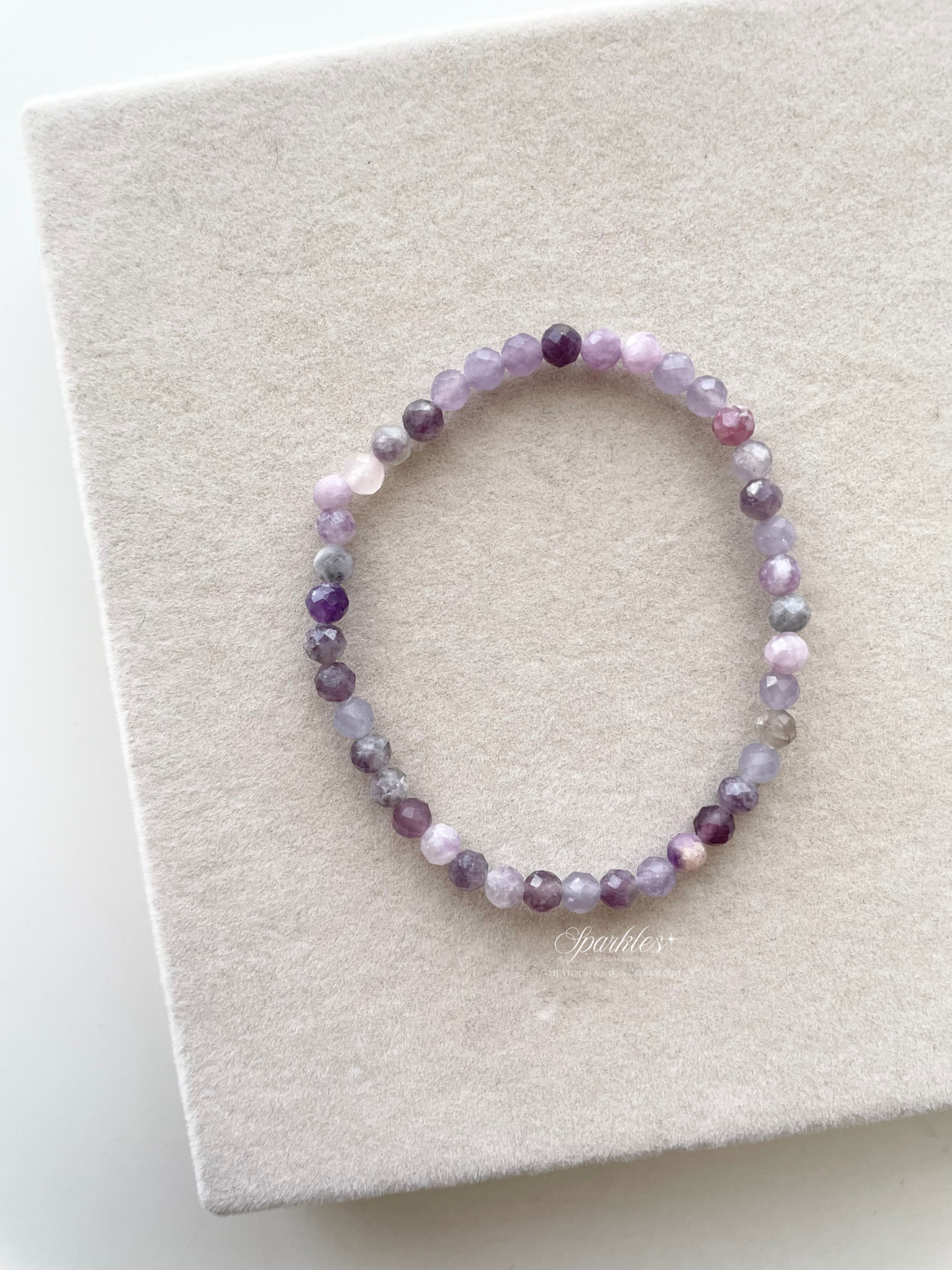 Sparkles3 Lepidolite Faceted Beads Bracelet with Sizes