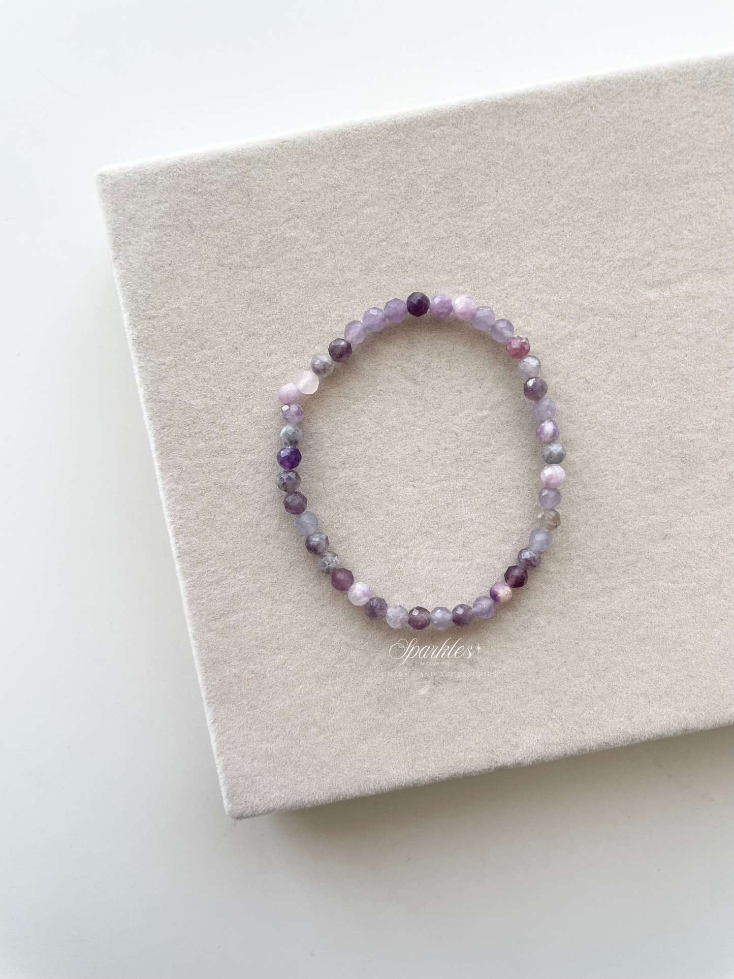 Sparkles3 Lepidolite Faceted Beads Bracelet with Sizes