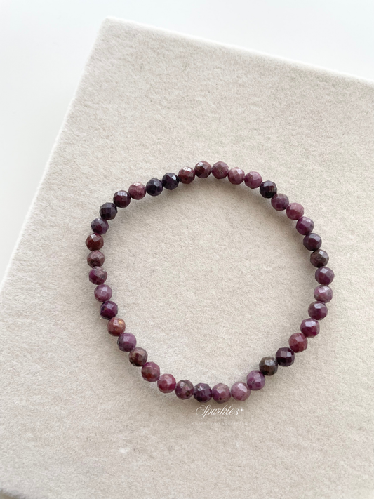 Sparkles4 Ruby Faceted Beads Bracelet with Sizes