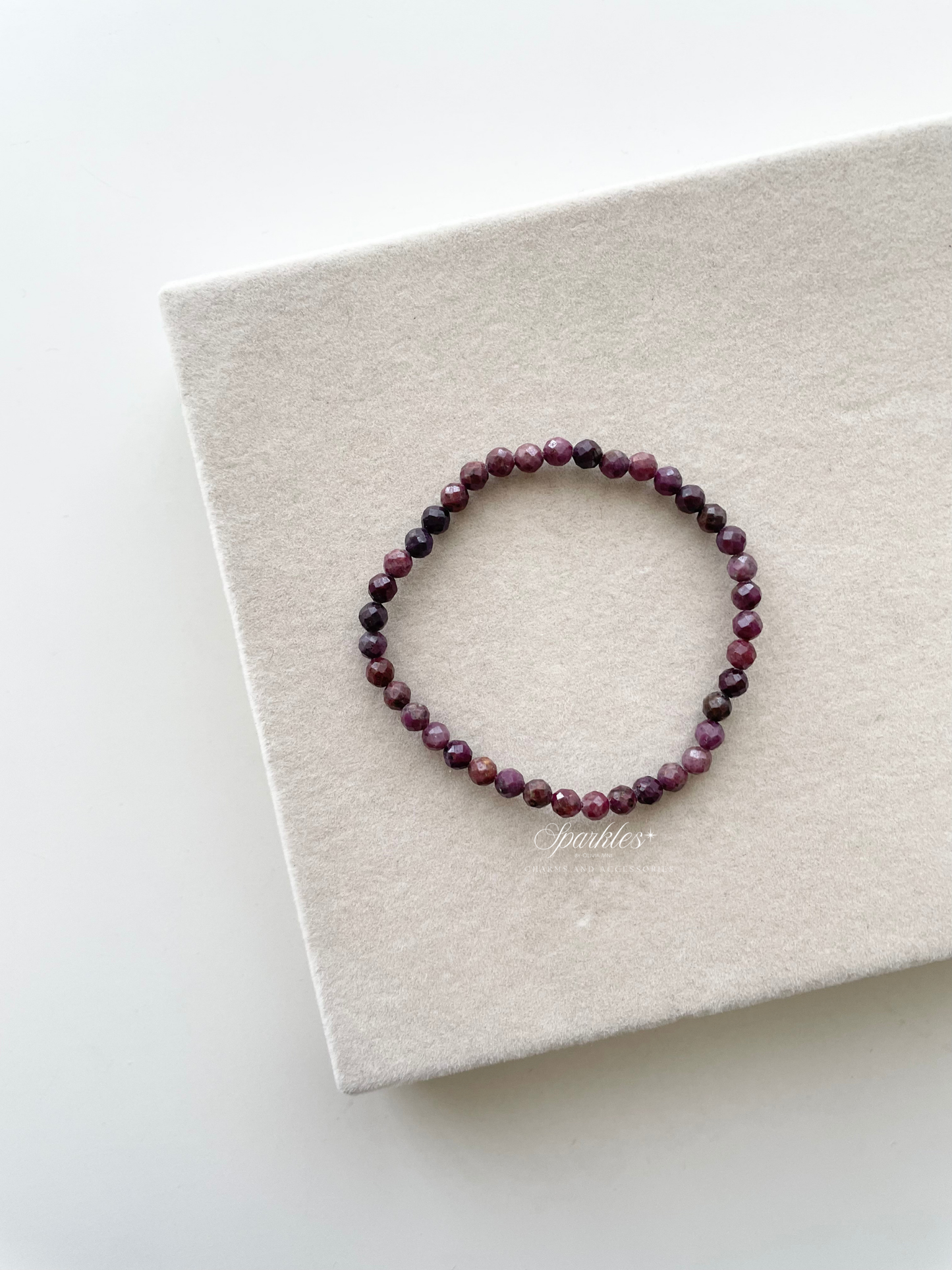 Sparkles4 Ruby Faceted Beads Bracelet with Sizes