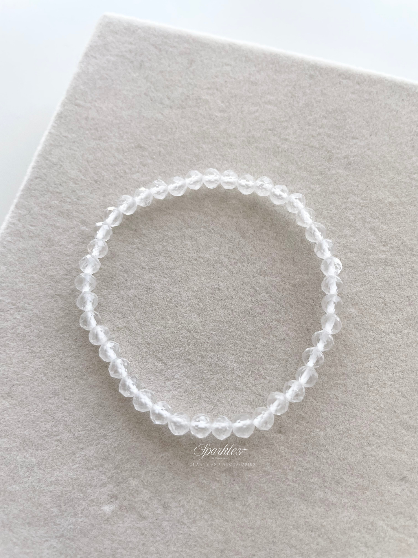 Sparkles6 Clear Quartz Faceted Beads Bracelet with Sizes