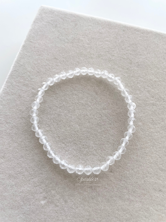 Sparkles6 Clear Quartz Faceted Beads Bracelet with Sizes