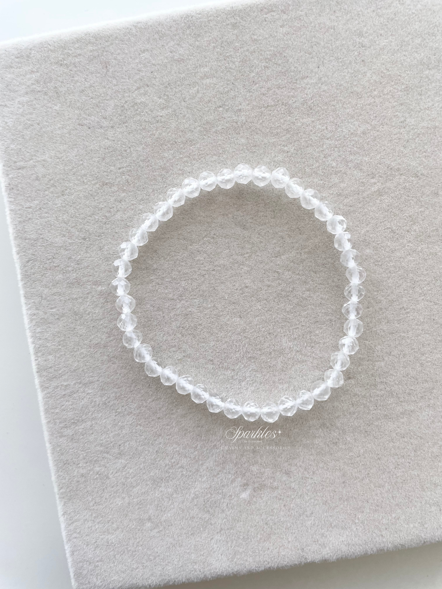 Sparkles6 Clear Quartz Faceted Beads Bracelet with Sizes