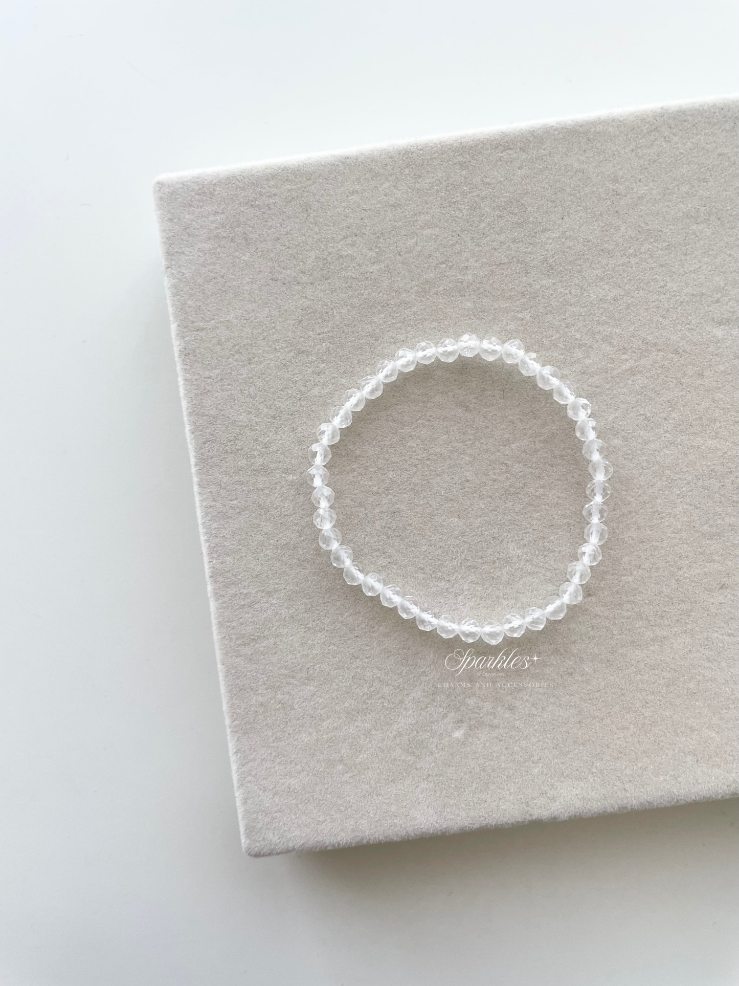 Sparkles6 Clear Quartz Faceted Beads Bracelet with Sizes